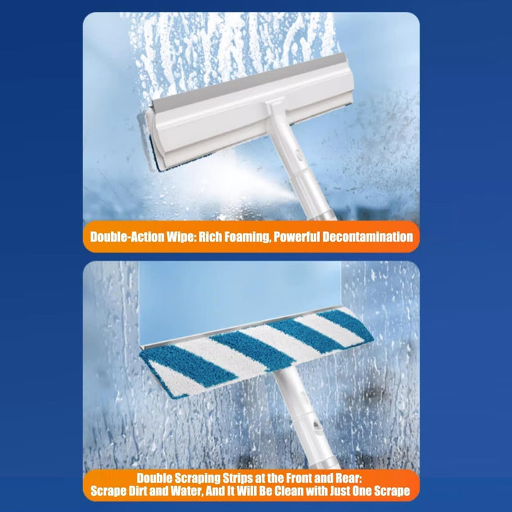 Effektivt rengöringsverktyg för fönsterputs, med sprayfunktion och mikrofiber för glänsande glas.