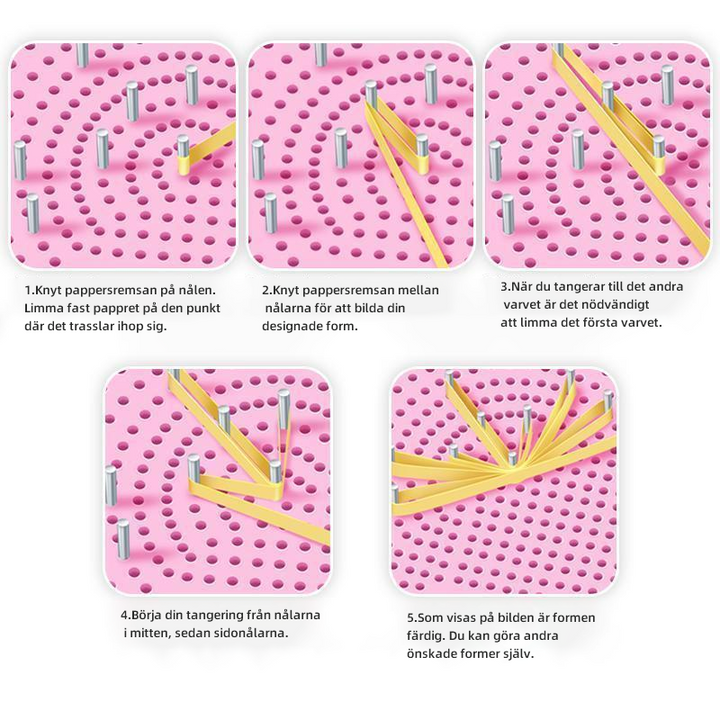 "Quilling upprullarbräda med nålar för nybörjare. Blå och rosa alternativ. Hjälper till att skapa intrikata mönster enkelt."