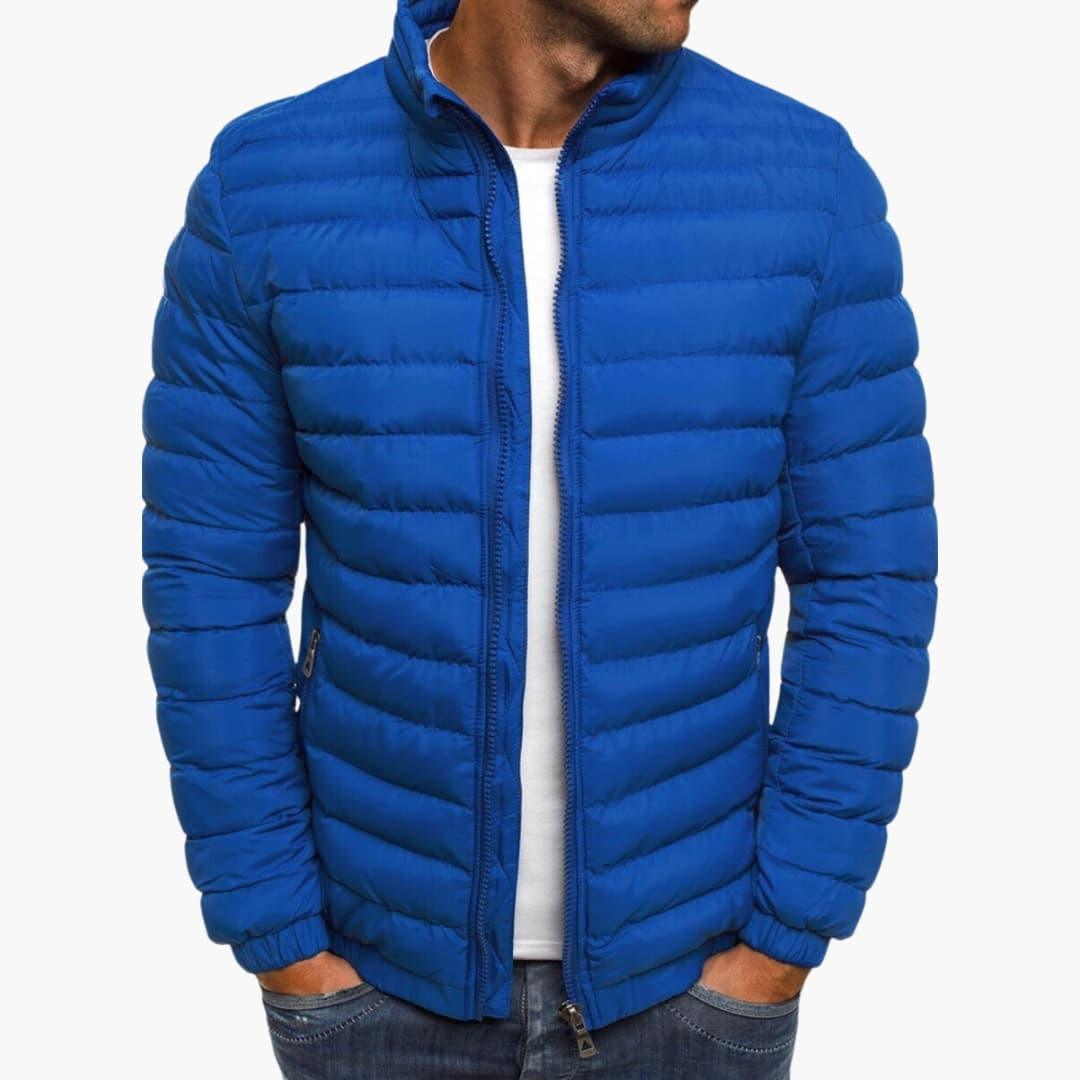 Varm quiltad herrjacka, bekväma ytterkläder för höst och vinter. Stilren jacka med funktionella fickor.