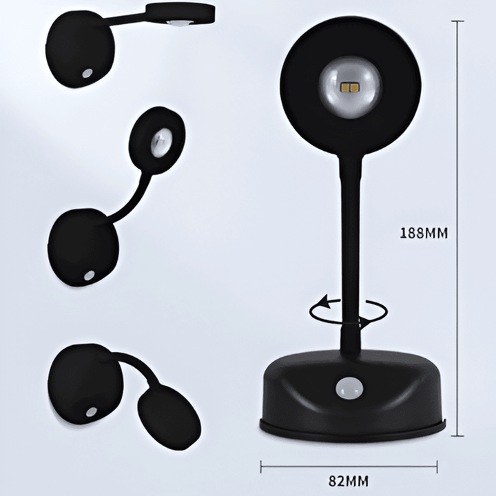 Dekorativ och flexibel LED-vägglampa med rörelsesensor. Trådlös laddbar spotlight för smart hem.