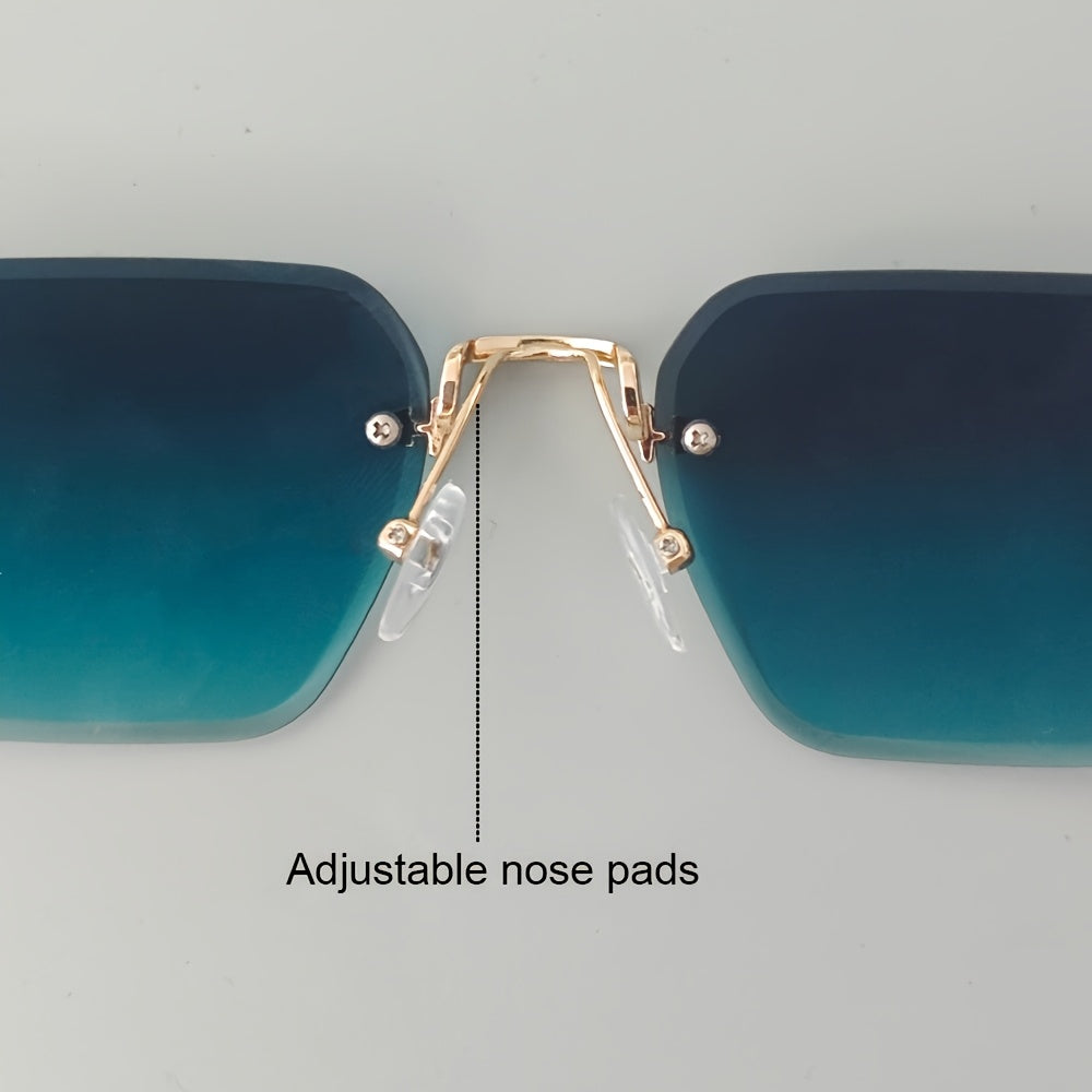 Trendiga ramlösa fyrkantiga glasögon för män, en modern accessoar med utmärkt komfort.