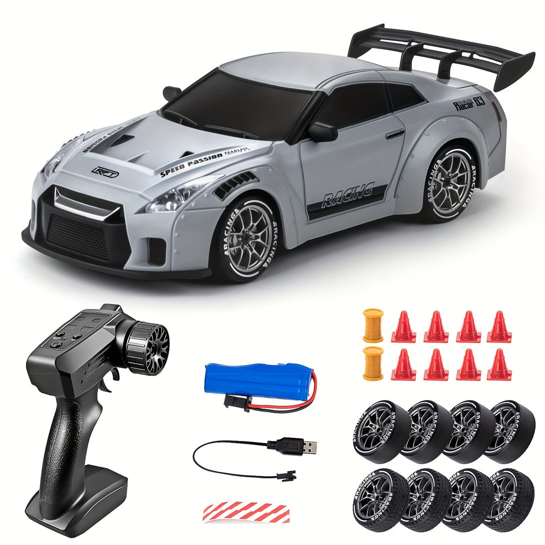 Radiostyrd leksaksbil Ultimate Drift Racer 1:24 i full drift med imponerande ljuseffekter.