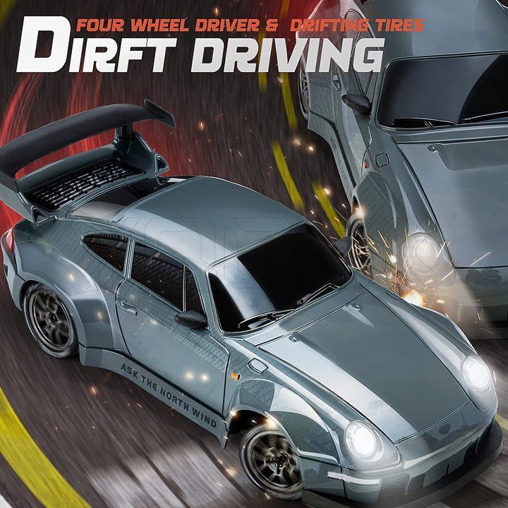 Ultimate Drift Racer 1:24 fjärrstyrd bil & kontroll, redo för action med ljusande hjul.