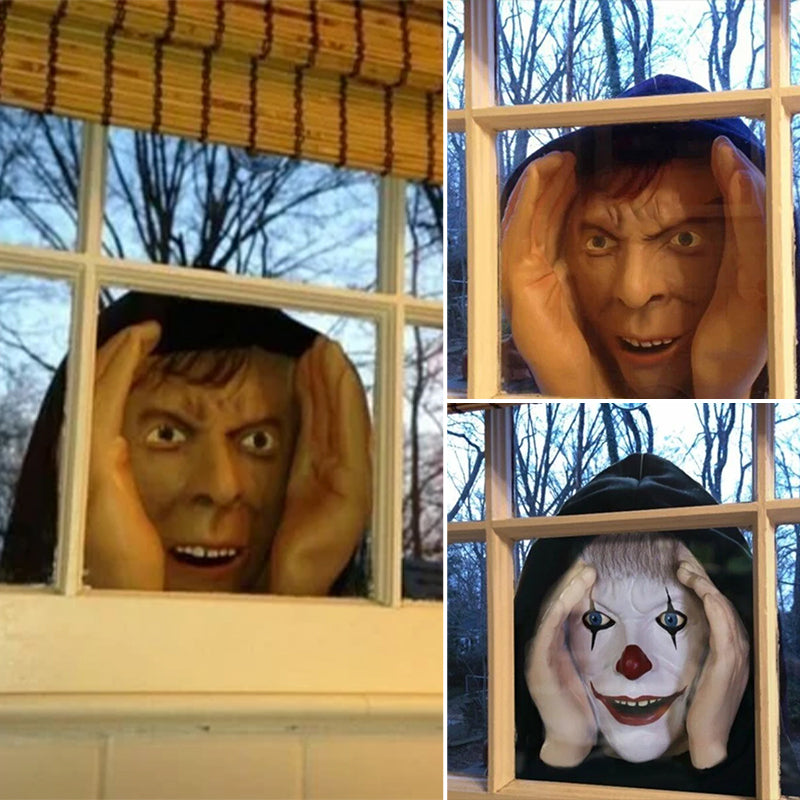 "Realistisk Läskig Peeper Creeper dekoration med intensiva ögon, perfekt för fönster, skrämmande och unik hemaccessoar."