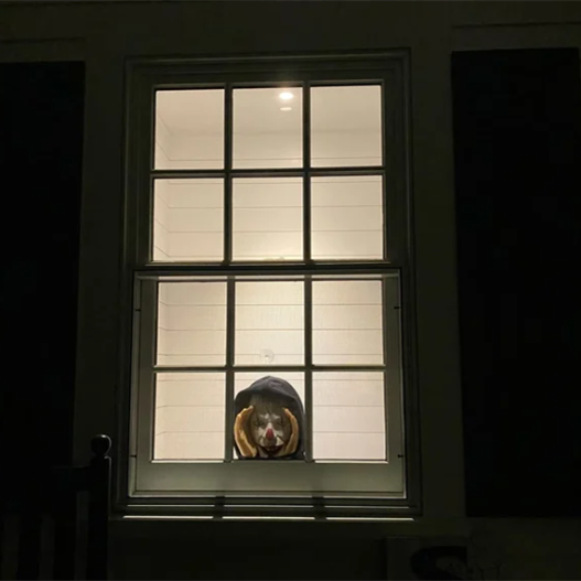 "Realistisk Läskig Peeper Creeper dekoration med intensiva ögon, perfekt för fönster, skrämmande och unik hemaccessoar."