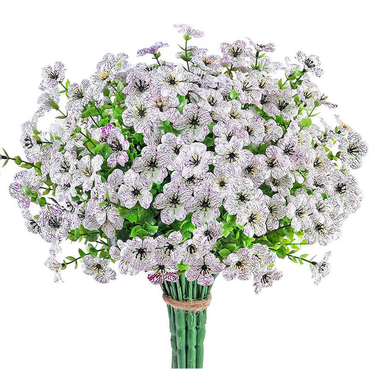 "Realistiska konstgjorda påskliljor för utomhusbruk, hållbara och väderbeständiga med gröna stjälkar, 35 cm höga."