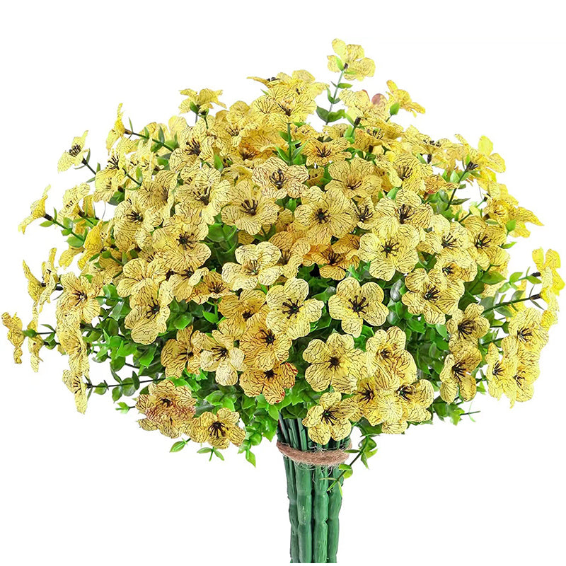 "Realistiska konstgjorda påskliljor för utomhusbruk, hållbara och väderbeständiga med gröna stjälkar, 35 cm höga."