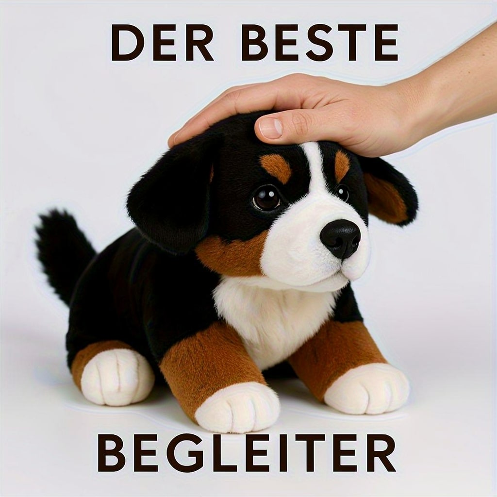 Realistiskt Berner Sennen mjukisdjur. Stor & gosig hund som barnleksak eller present.