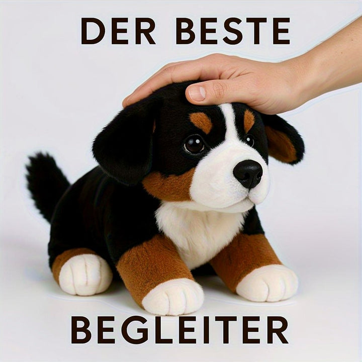 Realistiskt Berner Sennen mjukisdjur. Stor & gosig hund som barnleksak eller present.