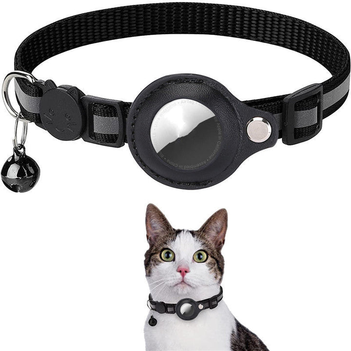 "Reflekterande AirTag-krage för katt: hållbar polyester, PU-läder, säkerhetsdesign för nattlig synlighet."