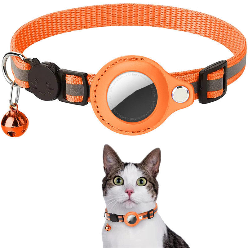 "Reflekterande AirTag-krage för katt: hållbar polyester, PU-läder, säkerhetsdesign för nattlig synlighet."