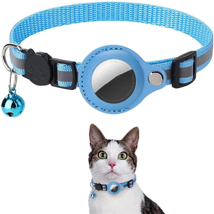 "Reflekterande AirTag-krage för katt: hållbar polyester, PU-läder, säkerhetsdesign för nattlig synlighet."