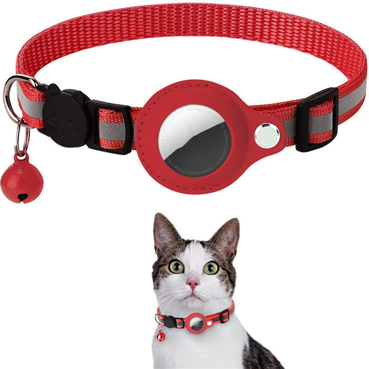 "Reflekterande AirTag-krage för katt: hållbar polyester, PU-läder, säkerhetsdesign för nattlig synlighet."