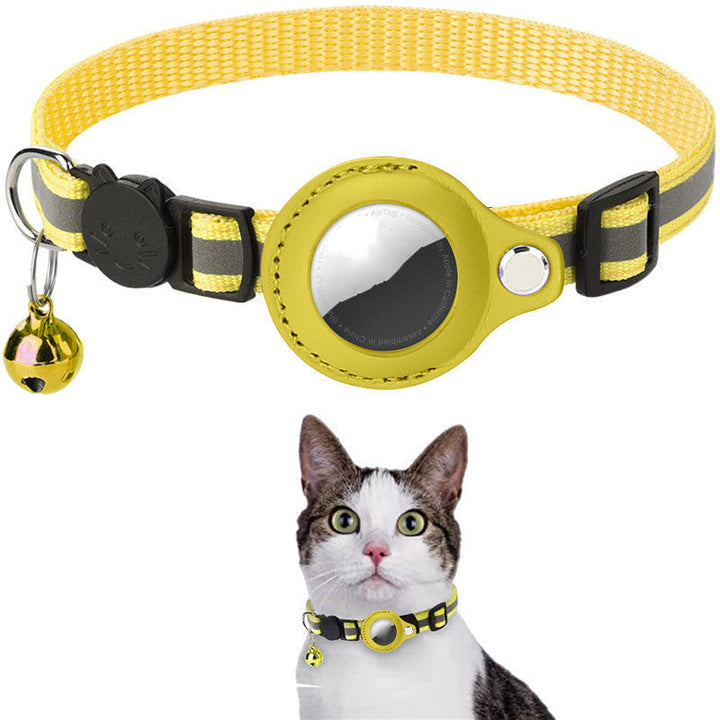 "Reflekterande AirTag-krage för katt: hållbar polyester, PU-läder, säkerhetsdesign för nattlig synlighet."