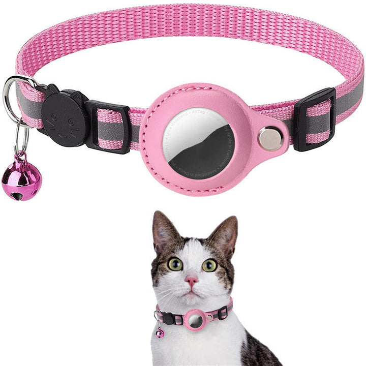 "Reflekterande AirTag-krage för katt: hållbar polyester, PU-läder, säkerhetsdesign för nattlig synlighet."