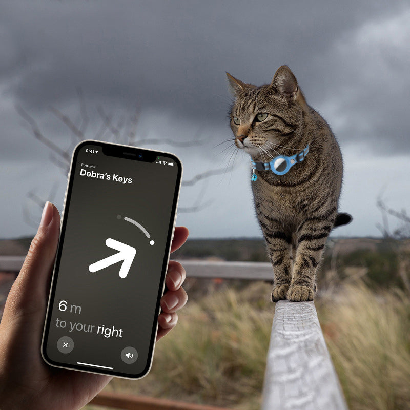 "Reflekterande AirTag-krage för katt: hållbar polyester, PU-läder, säkerhetsdesign för nattlig synlighet."