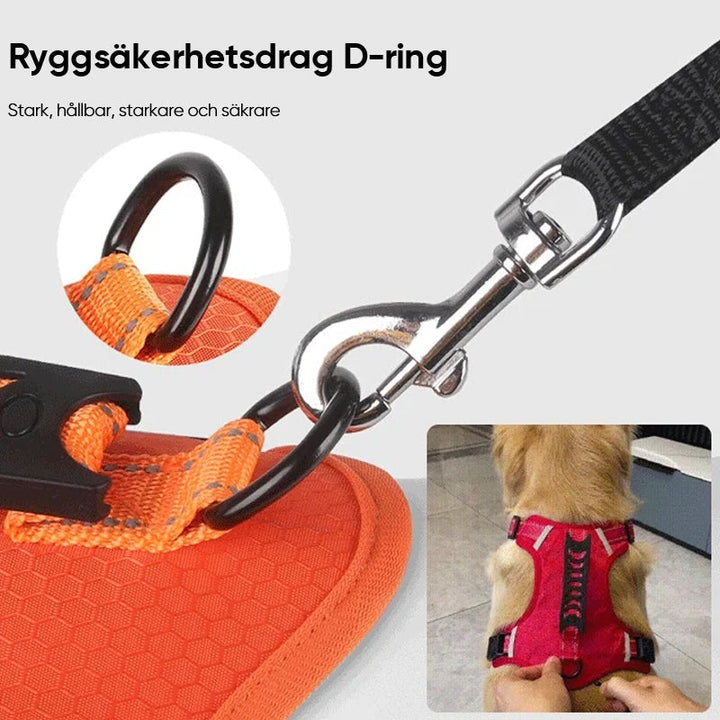 "Reflekterande justerbar hundsele i slitstarkt nylon, maximerar synlighet och komfort för säker promenad dag som natt."