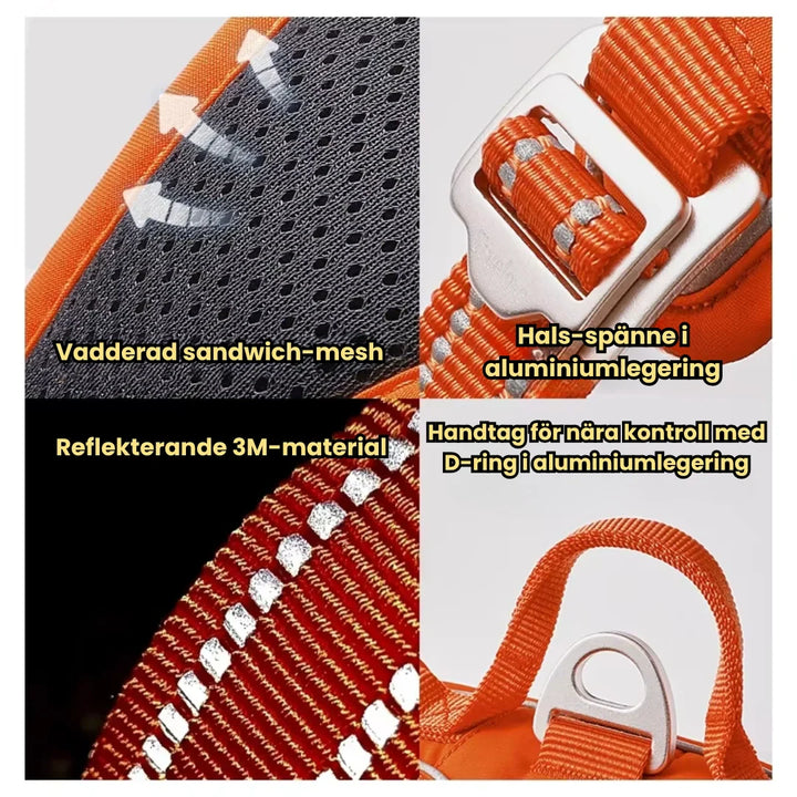 Justerbar husdjurssele med reflex, passar hundar och katter. Bekväm design för alla äventyr utomhus.
