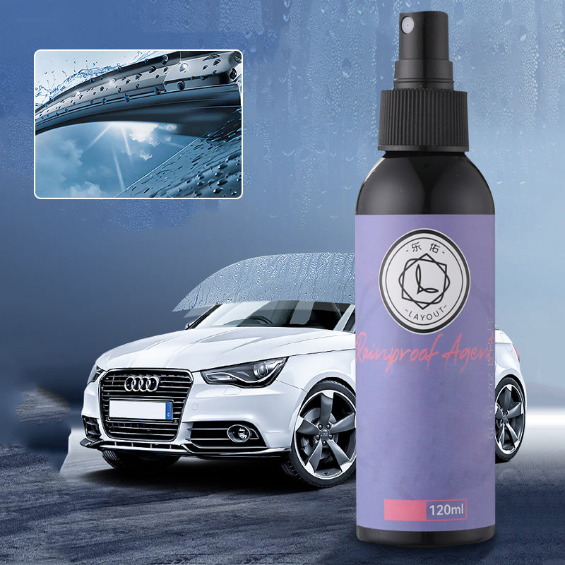 "Regnavvisande spray för bilglas, genomskinlig flaska, förbättrar sikten och avvisar vatten på vindruta och speglar."