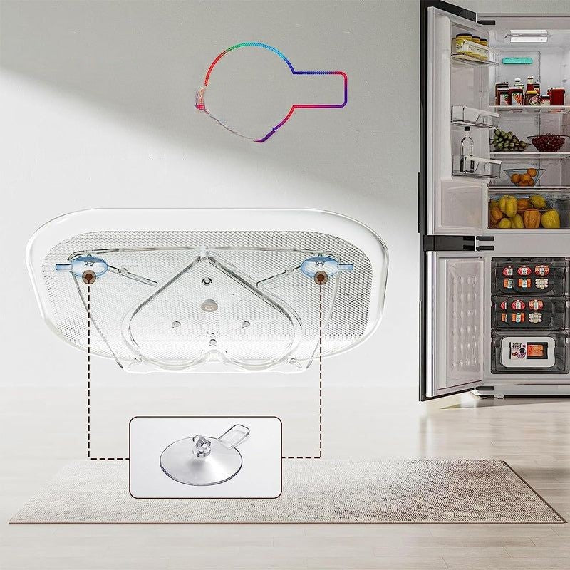 "Rektangulär svängbar kylskåpbricka med stark bärförmåga, multifunktionell design, svart plast, stilren och organisera"