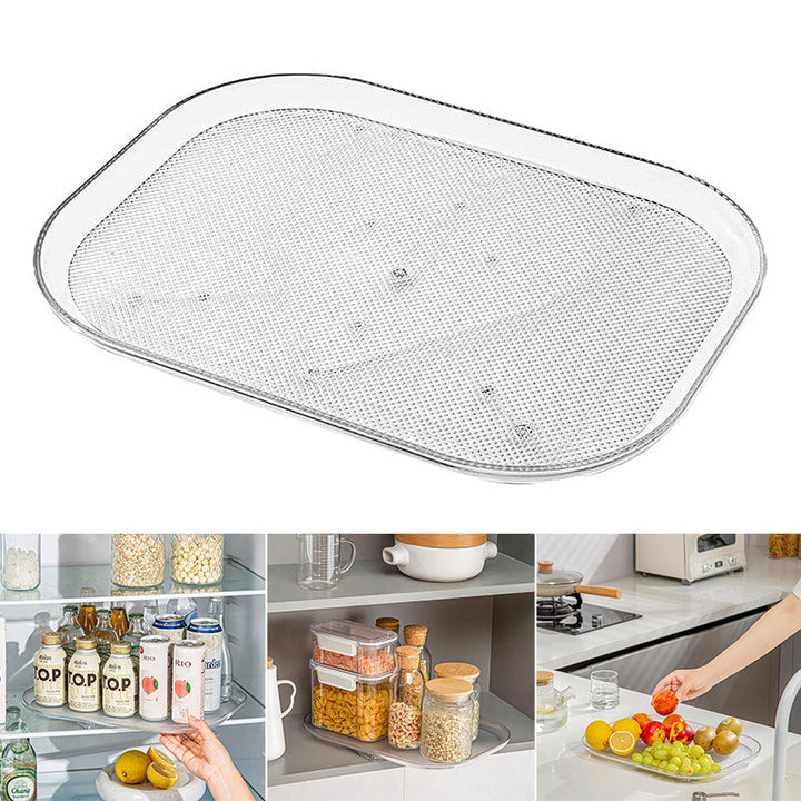 "Rektangulär svängbar kylskåpbricka med stark bärförmåga, multifunktionell design, svart plast, stilren och organisera"