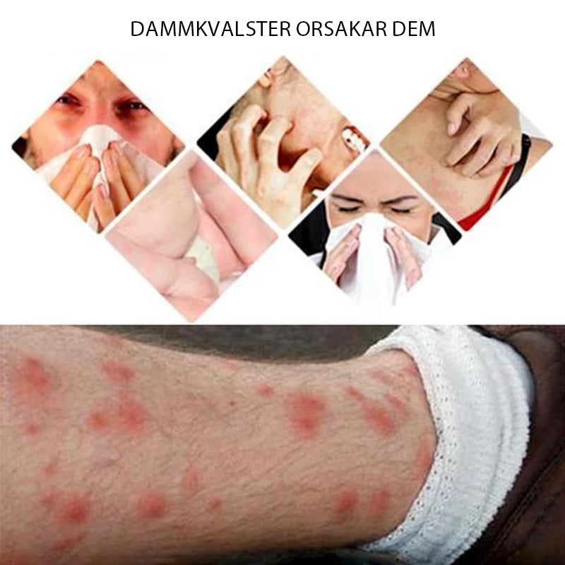 "Rektangulära dammskydd dammdynor för allergikontroll, placerade under möbler, för en allergenfri miljö utan kemikalier."