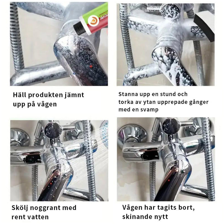 "Rengöringsmedel för glas och metallflaskor, grön etikett, miljövänligt, unisex, effektiv mot vattenfläckar och kalk."