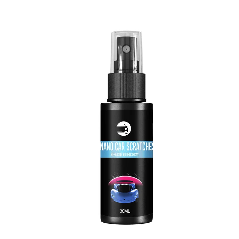 "Reparationsspray med 9H keramisk beläggning, eliminerar repor och märken, flaska 30ml och 100ml, ultrahydrofob glans."