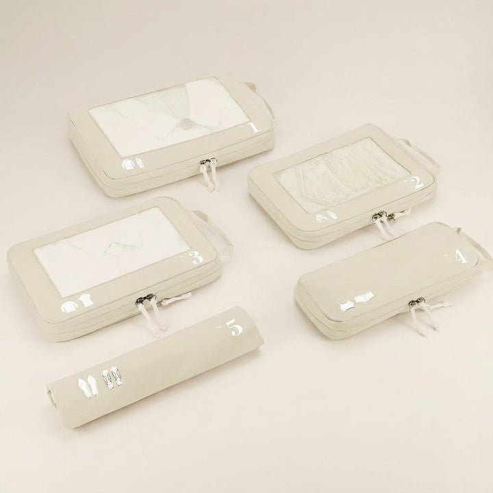 Reseorganiserare set med kompressionskuber för effektiv & praktisk packning. Få ordning i ditt bagage.