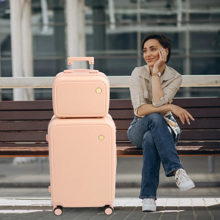 Rosa kosmetikväska matchar Vienna Duo resväska set. Organiserad packning för handbagage & resor.