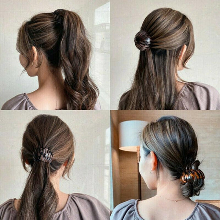 "Retro damhårnål för hästsvans, harts, flera färger: orange, blå, brun, röd, svart, grå. Elegant och stilren design."