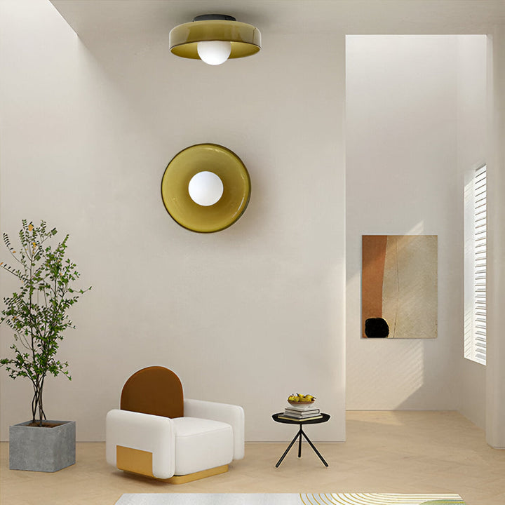 Modern rund designlampa som plafond eller vägglampa, energisnål LED-belysning.