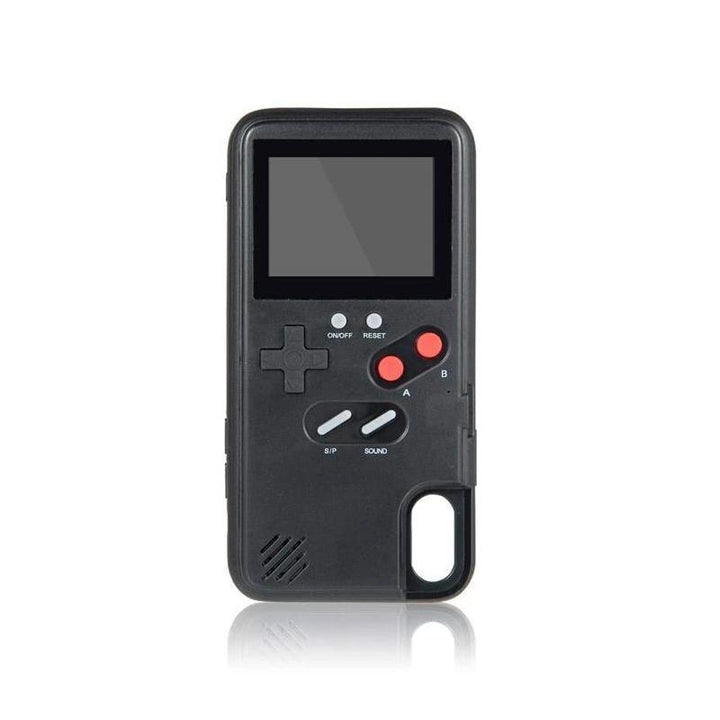 "Retro Gaming iPhone-fodral med Game Boy-design, inkluderar 36 nostalgiska spel, idealiskt för spelentusiaster."