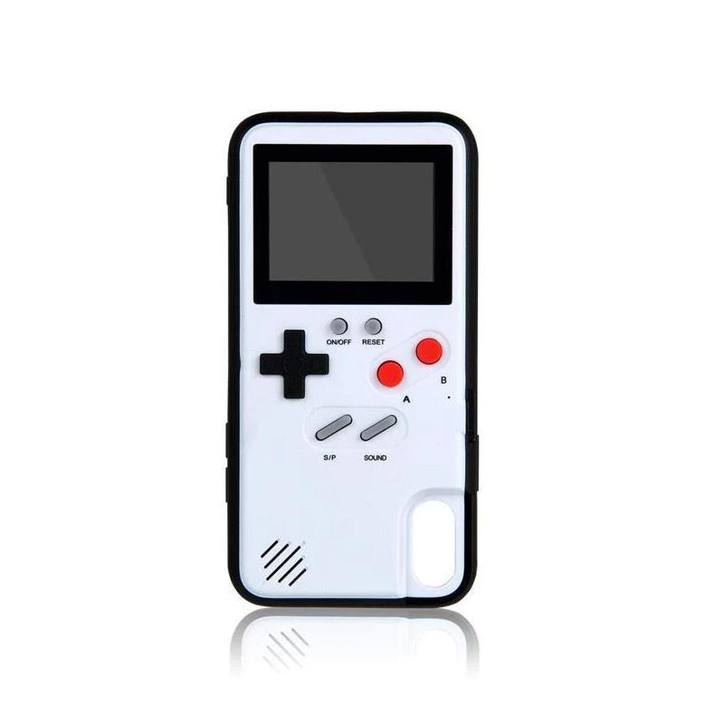 "Retro Gaming iPhone-fodral med Game Boy-design, inkluderar 36 nostalgiska spel, idealiskt för spelentusiaster."