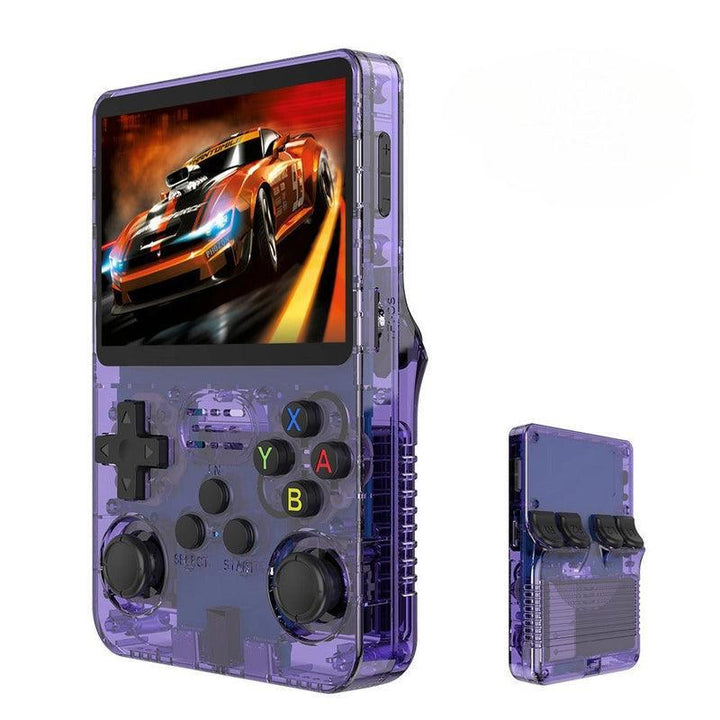 Bärbar retro spelkonsol, redo för gaming när som helst. USB-laddning för enkel användning.