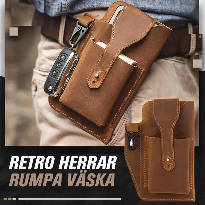 "Retro herr midjebälte väska i PU-läder, brun färg med justerbart bältefäste och vintage design."