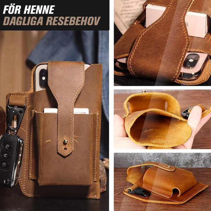 "Retro herr midjebälte väska i PU-läder, brun färg med justerbart bältefäste och vintage design."