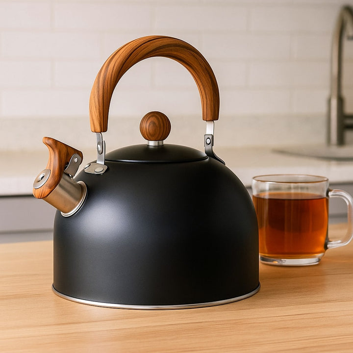 Vintage-inspirerad vattenkokare för induktionsspis. Rostfritt stål, snabb uppvärmning för te/kaffe.