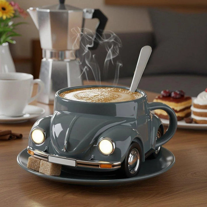 Kaffemugg för bilentusiaster. Högkvalitativ retro keramikmugg med unik bildesign.