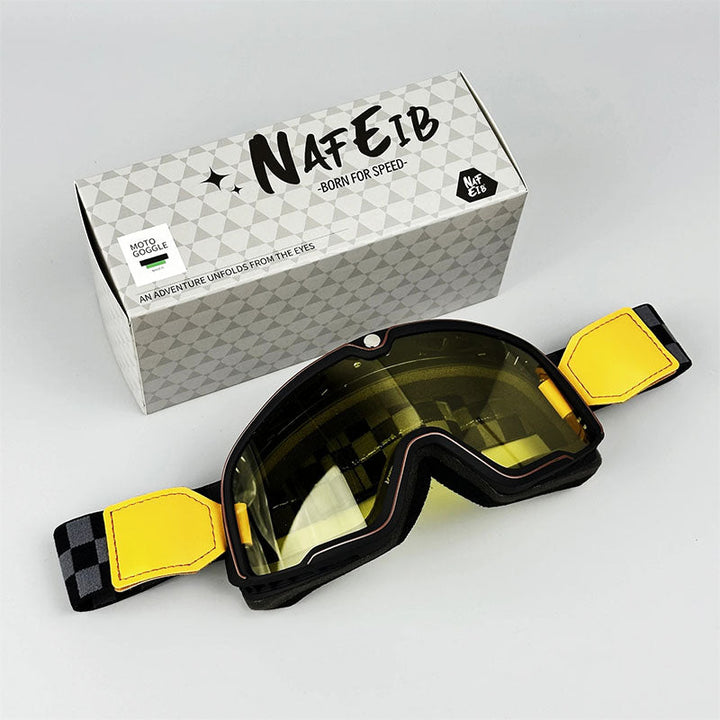 MC-goggles i retrostil, passar över glasögon, optimalt synskydd vid körning.