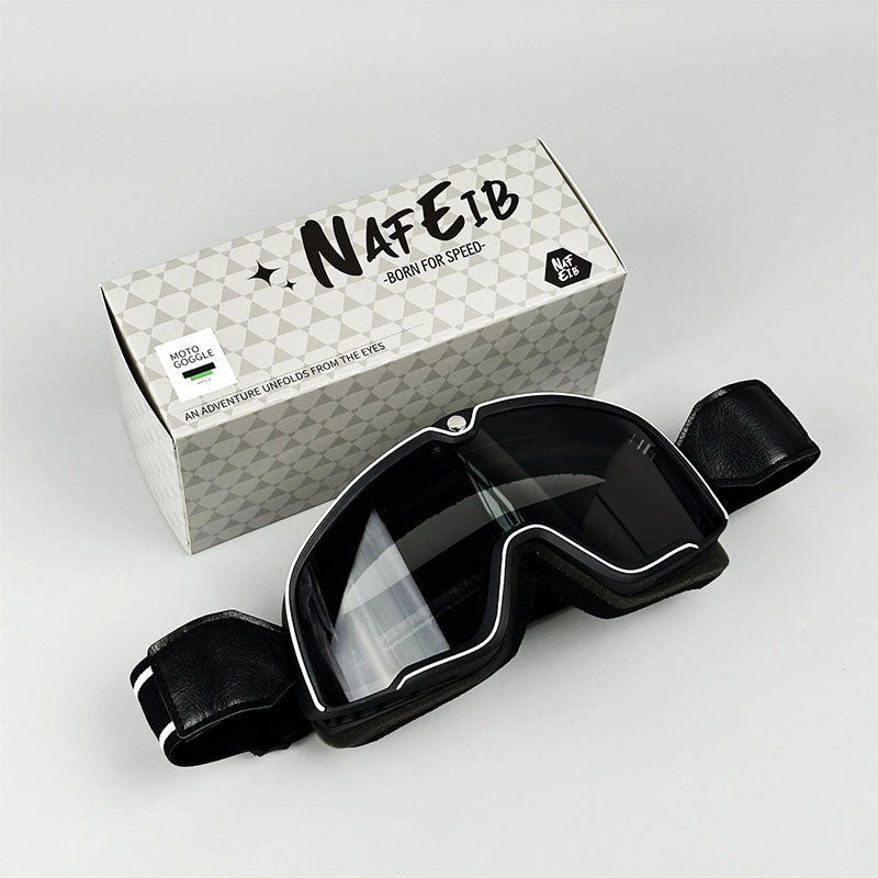 Klassiska MC-goggles, med överglasögonfunktion, robusta och bekväma för långa turer.
