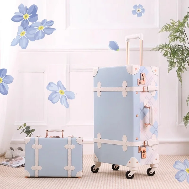 Charmigt retro resväskset, perfekt för alla resor. Hårdkantsväskor med en touch av vintage elegans.