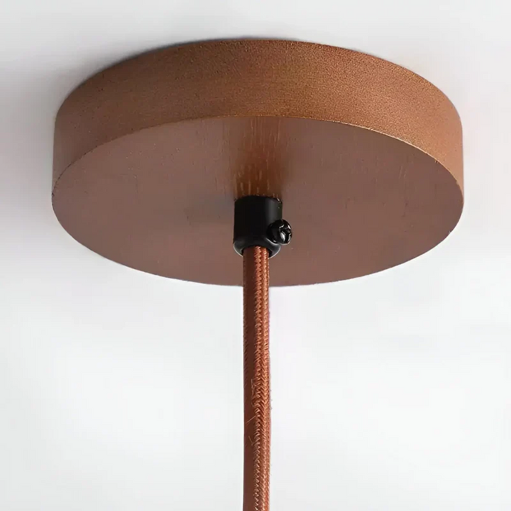 Retro taklampa i japansk design.  Elegant LED-lampa i trä och sten.  Varmt ljus, justerbar höjd.