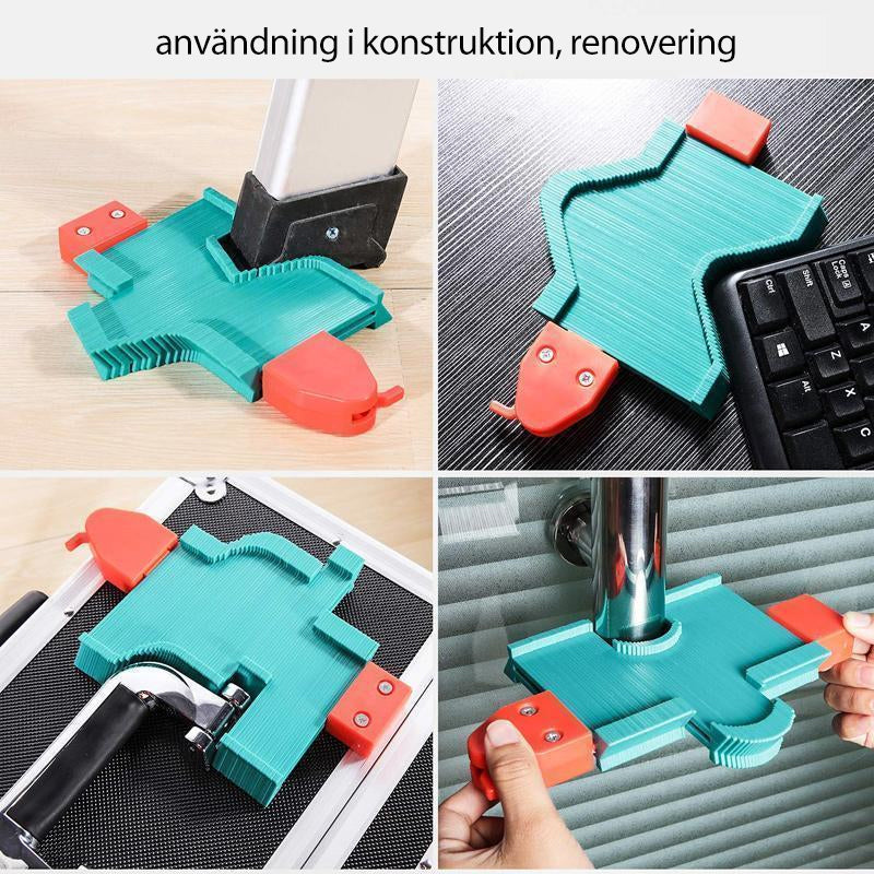 "Robust konturmätare i ABS-plast för exakt formkopiering, perfekt för träbearbetning och bilprojekt, 146x105x26 mm."