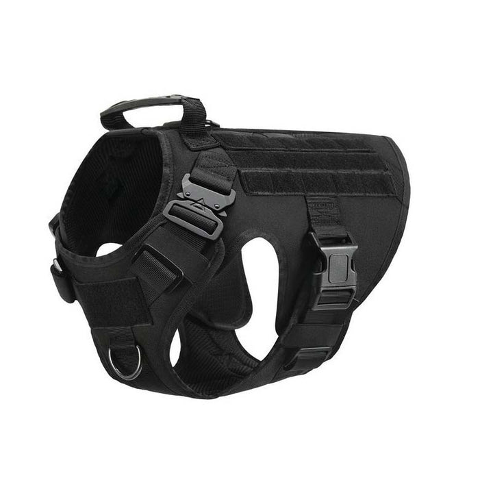 Robust militär hundsele i nylon för hundar, antidrag-funktion. Justerbar för perfekt passform vid promenader.