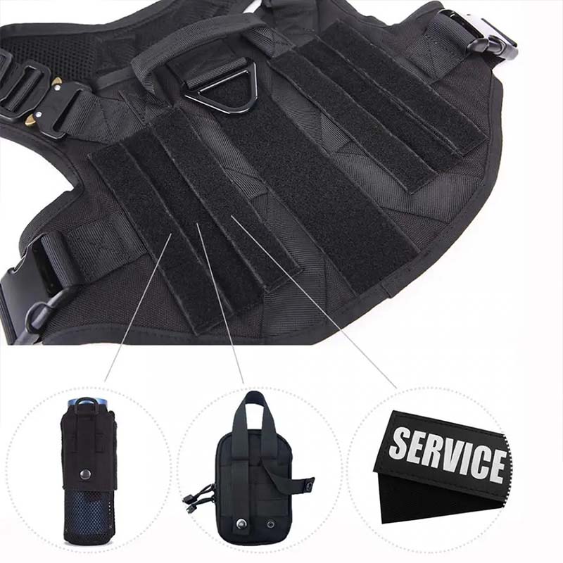 Slitstark nylon hundsele i militärstil med reflexer, idealisk för aktiv användning och träning. Hållbar kvalitet.
