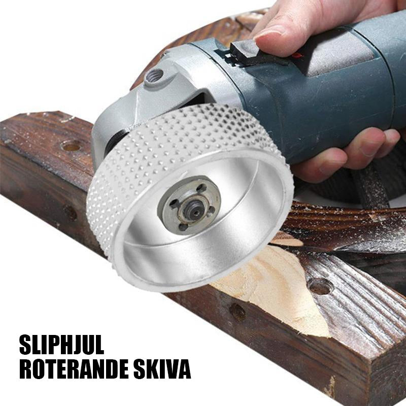 Robust trävinkelsliphjul för effektiv sliptning, slitstarkt tungstenkarbid, idealiskt för träbearbetning, röd.