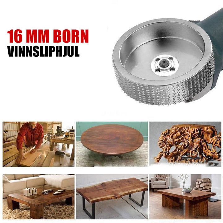 Robust trävinkelsliphjul för effektiv sliptning, slitstarkt tungstenkarbid, idealiskt för träbearbetning, röd.