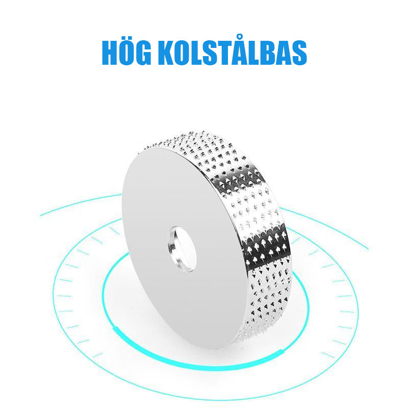 Robust trävinkelsliphjul för effektiv sliptning, slitstarkt tungstenkarbid, idealiskt för träbearbetning, röd.