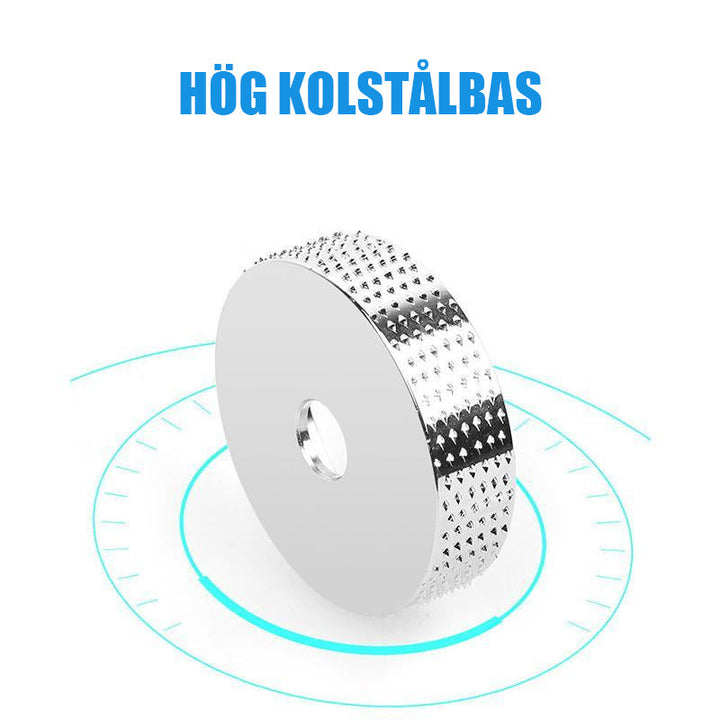 Robust trävinkelsliphjul för effektiv sliptning, slitstarkt tungstenkarbid, idealiskt för träbearbetning, röd.